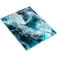 Wallfluent Glazen Snijplanken - Schuimende Watergolven Snijplanken Glas - 30 cm x 40 cm - Blauw Snijplanken van Glas - Snijplank van Glas - Snijplank van Glas met Print - Antislip Glazen Snijplank