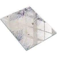 Wallfluent Glazen Snijplanken - Subtiele Bladeren Snijplanken Glas - 30 cm x 40 cm - Grijs Snijplanken van Glas - Glazen Hakplank - Glazen Snijplank Voor Keuken - Antislip Hakplank van Glas