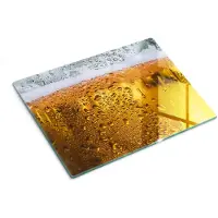 Wallfluent Glazen Snijplanken - Nat Glas Bier Snijplanken Glas - 30 cm x 40 cm - Geel Snijplanken van Glas - Glazen Hakplank - Decoratieve Glazen Snijplank - Antislip Glazen Snijplank