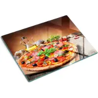 Wallfluent Glazen Snijplanken - Italiaanse Pizza Snijplanken Glas - 30 cm x 40 cm - Bruin Snijplanken van Glas - Glazen Hakplank - Hygiënische Snijplank van Glas - Antislip Keuken Snijplank Glas