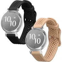 Kwmobile 2x horlogebandjes geschikt voor Garmin Lily 2 bandje - Smartwatch bandjes van TPU - Activity tracker horloge band in zwart / beige
