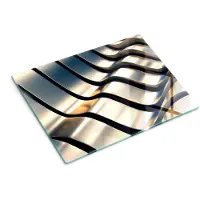 Wallfluent Glazen Snijplanken - 3D Metalen Vormen Snijplanken Glas - 30 cm x 40 cm - Gouden Snijplanken van Glas - Glazen Keukenplank - Design Glazen Snijplank Keuken - Antislip Glazen Serveerplank