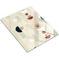 Wallfluent Glazen Snijplanken - Boho-Vormen Geometrie Snijplanken Glas - 30 cm x 40 cm - Beige Snijplanken van Glas - Glazen Keukenplank - Snijplank van Glas met Print - Antislip Glazen Snijplank