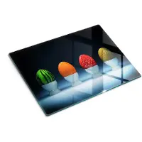Wallfluent Glazen Snijplanken - Abstracte Eierfruit Snijplanken Glas - 30 cm x 40 cm - Zwart Snijplanken van Glas - Glazen Serveerplank - Snijplank van Glas met Print - Antislip Glazen Serveerplank