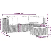 vidaXL 4-delige loungeset voor de tuin met kussens, zwart, van polyrotan