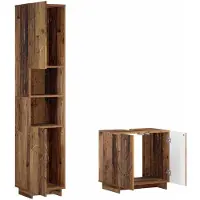 vidaXL Badkamerkast set 2 st Oud hout Bewerkt hout