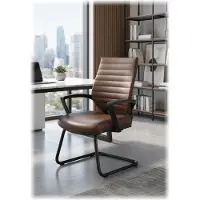 AEA Moderne bureaustoel in bruin, met een ergonomische rugleuning en een metalen frame