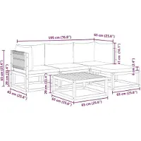 vidaXL 5-delige tuinset met kussens van acaciahout en touw
