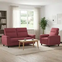 vidaXL Bankstel 2 pcs Wijnrood Stof