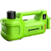 Greenworks G24JACK Accu-krik 24V, 3-traps, elektrische hydraulische hefhoogte: 6-1/8" - 17-1/2" (155-445mm). Geschikt voor de meeste voertuigen. ZONDER ACCU en oplader