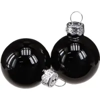 Kaemingk Mini kerstboomballen glazen ballen zwart 30mm 9st