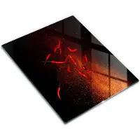 Wallfluent Glazen Snijplanken - Hete Chilipepers Snijplanken Glas - 30 cm x 40 cm - Zwart Snijplanken van Glas - Glazen Keukenplank - Hygiënische Snijplank van Glas - Antislip Hakplank van Glas