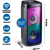 Intempo Bluetooth-luidspreker met microfoon, muziekbox met sfeerverlichting - Partybox en karaoke-microfoon - Bluetooth-, Aux- en USB-ingangen - Gemakkelijk te transporteren met handvat - Zwart