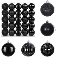 vidaXL - Kerstballenset - 50 - st - Zwart - 8 - cm - Polystyreen
