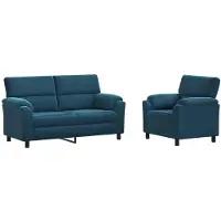 vidaXL Bankstel 2 pcs Blauw fluweel