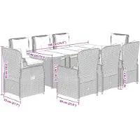vidaXL 9-delige tuinset met kussens, beige, van polyrotan