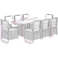 vidaXL 9-delige tuinset met kussens, grijs, polyrotan