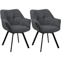CLP Set van 2 Eetkamerstoelen Jordi - Draaibaar - Armleuningen - Cord - Ribstof/donkergrijs
