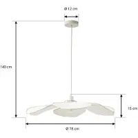 LINDBY Hanglamp Marjorie, dimbaar, wit / opaal, Woon-/ Eetkamer, Textiel / Stof / Zijde, hanglamp