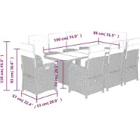 vidaXL 9-delige tuinset met kussens, zwart, van polyrotan