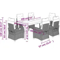 vidaXL 7-delige Tuinset met kussens poly rattan gemengd beige