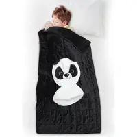 Home Deco Kids Logeerdeken 150x110 cm zwart panda - opvouwbaar