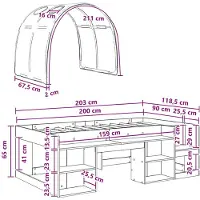 vidaXL Jeugdbed Frame Hoog met Opbergruimte 3 st Sonoma eiken en rood