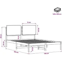 vidaXL Bedframe met gestoffeerd hoofdbord Donkerbruin en zwart