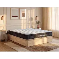 Vente-unique Set matras en lattenbodem 180 x 200 cm natuurlijk licht - hybride matras met pocketveren 5 zones en traagschuim D 30 cm - TAVILI