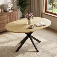COLAMY Uitbreidbare, flexibele tafel voor 6 personen. Metalen poten, soepele glijders, tafelblad van 110-150 cm, licht natuurlijke kleur