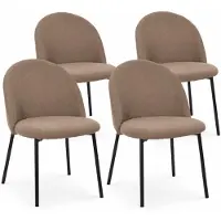 MISOU Stoelen - Set van 4 Dinerstoelen - Eetkamerstoelen Zonder Armleuning - Ribstof - Taupe - JULES