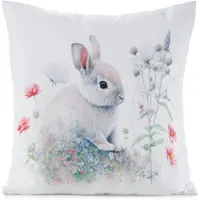 Eurofirany Decoratieve Kussenhoes Wit 45x45cm met Paashaas