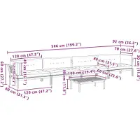 vidaXL 5-delige Loungeset pallet met kussens massief acaciahout