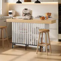 Merax bar/staandeiland met voetsteun, eettafel met 2-laags plank, keukenbar, ontbijtbalk, huisbar, keukenblok. Kommode/dressoir van MDF, wit
