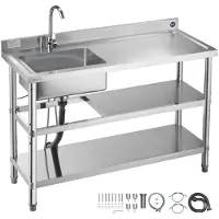 Vevor RVS spoelbak (120 x 50 x 94 cm)