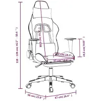 vidaXL Gaming stoel met massagefunctie en voetsteun, zwart en wit, kunstleer
