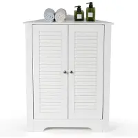 Costway Hoekkast - Lattendeur - Verstelbare plank - MDF - 63 x 32 x 81,5 cm - Wit