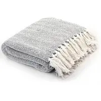 vidaXL Plaid visgraat 220x250 cm katoen grijs