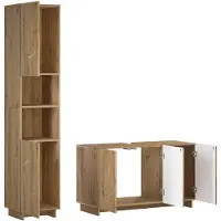 vidaXL Badkamerkast set 2 st Artisanaal eiken Bewerkt hout