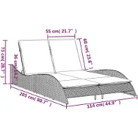 vidaXL Ligbed met kussens, beige, 114x205x73 cm, polyrotan