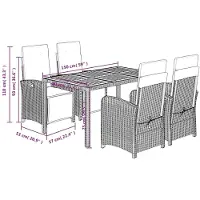 vidaXL 5-delige tuinset met kussens, zwart, van polyrotan