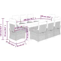 vidaXL 9-delige tuinset met kussens, zwart, van polyrotan