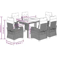 vidaXL 7-delige tuinset met kussens, zwart, van polyrotan