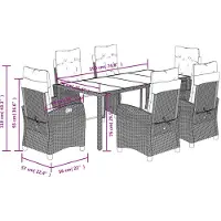 vidaXL 7-delige tuinset met kussens, zwart, van polyrotan
