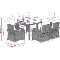 vidaXL 7-delige tuinset met kussens, zwart, van polyrotan
