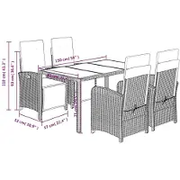 vidaXL 5-delige tuinset met kussens, zwart, van polyrotan