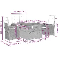 vidaXL 4-delige Tuinset met kussens poly rattan beige