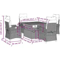 vidaXL 5-delige tuinset met kussens, beige, polyrotan