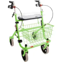 Premis Provo Rollator 2e Generatie – Lichtgewicht (8kg) - Inklapbaar – Comfortabele Rollator met Mandje, Dienblad en Stokhouder - Appelgroen