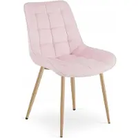 Leobert Chaise - - Bera - Lichtroze veloursstof / Eikenhouten poten - 54 x 60 x 88 cm